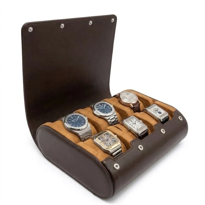 Étui 6 emplacements Cuir Marron et intérieur Camel – Image 2