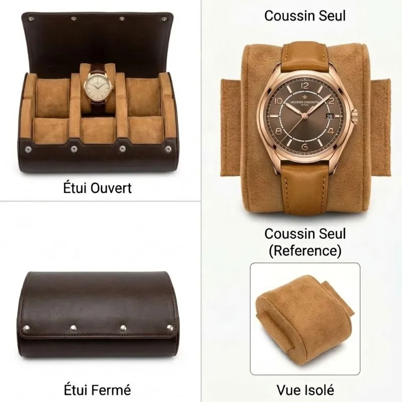 Étui 6 emplacements Cuir Marron et intérieur Camel – Image 3